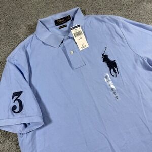 NWT Polo Ralph Lauren Big Pony Custom Slim Fit Polo Shirt Light Blue XL #3 Rugby